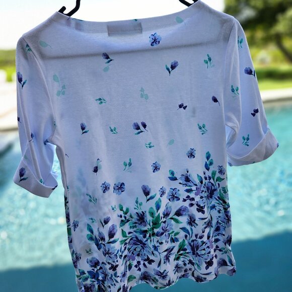 Karen Scott Tulerie Dream Floral Top Women's Small - Picture 2 of 10